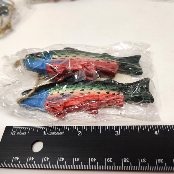 Vintage Fish Ornaments Fishing Trout 4 Balls 12 Sculpture FIGI Graphics 1995-96 - Picture 14 of 16